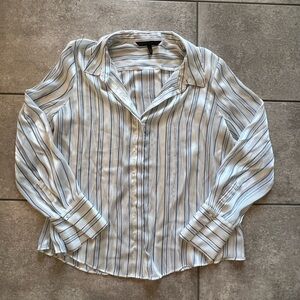 WHBM Striped Button Down Blouse